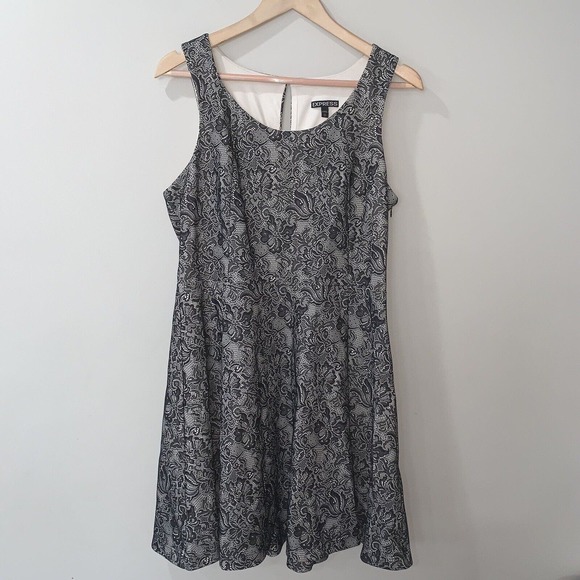 Express Dresses & Skirts - Express Womens Lace Black Dress Sleeveless Stretch Size L Nylon Polyester